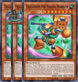 Yugioh! 3x Tellusion the Magna Warrior BPRO-EN004 Super Rare 1st Ed NM - Image 1