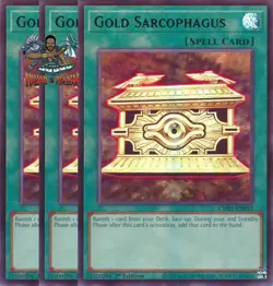 Yugioh! 3x Gold Sarcophagus CH01-EN032 Ultra Rare 1st Ed NM - Image 1
