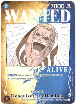 ULTRA RARE ALT ART LOW POP CUSTOM ONE PIECE!!! Donquixote Doflamingo WANTED - Image 1