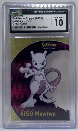 CGC GEM 10 - #150 MEWTWO - 2000 Topps Pokemon - TV Animation Clear Card #PC5 - Image 1
