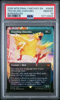 2025 MTG FINAL FANTASY BORDERLESS-Regular #0406 TRAVELING CHOCOBO PSA 10 - Image 1