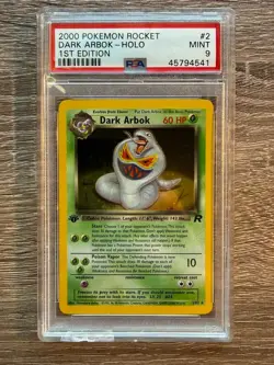 Pokemon 1st Edition Dark Arbok 2/82 Team Rocket Holo TCG Card PSA 9 (not CGC) - Image 1