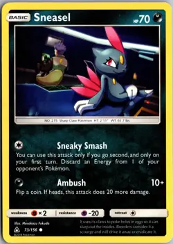 Sneasel Common SM - Ultra Prism 73/156 LP Pokemon Card - Image 1