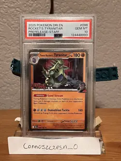 ERROR SLAB 2025 Pokemon Rocket's Tyranitar Prerelease #096 PSA 10 Gem Mint - Image 2