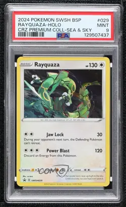 Rayquaza Holo Pokemon Sword & Shield Black Star Promo PSA 9 MINT - Image 1