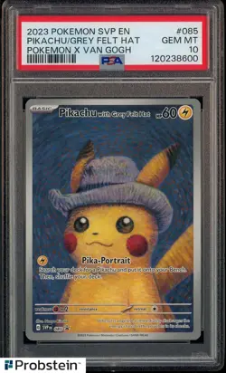 Pokemon Pikachu with Grey Felt Hat Van Gogh 085 Promo PSA 10 Graded GEM MINT - Image 1