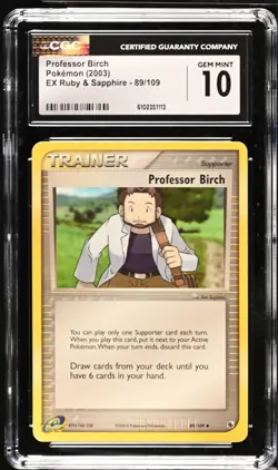 Pokemon 2003 Professor Birch EX Ruby & Sapphire 89/109 CGC 10 - Image 1