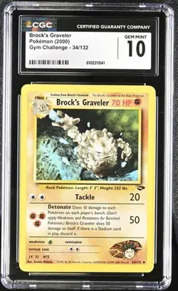 Pokemon Brock's Graveler 2000 Gym Challenge 34/132 CGC 10 - Image 1