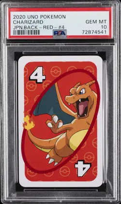 2020 UNO POKEMON JPN BACK-RED-#4 CHARIZARD PSA 10 - Image 1