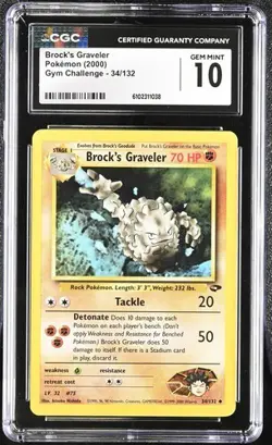 Pokemon Brock's Graveler 2000 Gym Challenge 34/132 CGC 10 - Image 1
