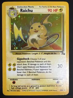 Pokemon Raichu 14/62 Fossil Holo Rare 1999 WOTC Vintage NM - Image 1