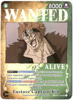 ULTRA RARE ALT ART LOW POP CUSTOM ONE PIECE!!! Eustass "Captain" Kid WANTED - Image 1