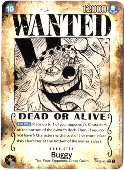 ULTRA RARE ALT ART LOW POP CUSTOM ONE PIECE!!! Buggy HOLOFOIL WANTED - Image 1