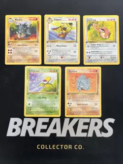 1st Edition Jungle Vintage Pokemon 5 Card Lot: Pidgeot Lickitung Rhydon Rhyhorn - Image 1