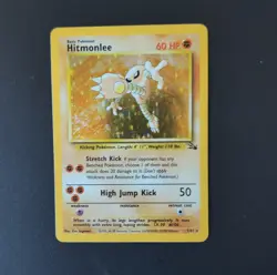 Pokemon Hitmonlee Fossil 7/62 Holo Rare 60 HP Basic Unlimited TCG Card - Image 1