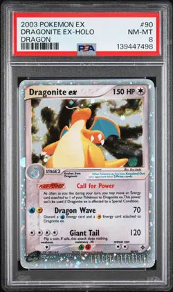 2003 POKEMON EX DRAGON #90 DRAGONITE EX-HOLO PSA 8 - Image 1