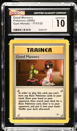 Pokemon 2000 Good Manners Gym Heroes 111/132 CGC 10 - Image 1