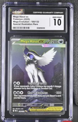 2025 Pokemon Mega Absol ex 180/132 Me01 Mega Evolution SIR CGC 10 Gem English - Image 1