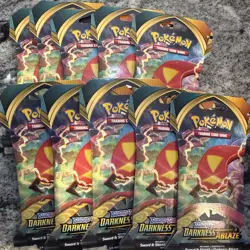 Pokemon TCG Sword & Shield Darkness Ablaze Sleeved Booster Packs - Lot Of 10 New - Image 1