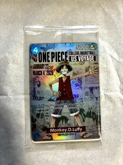 One Piece Monkey D. Luffy US Voyage College Basketball Promo Card (Sealed) - Image 1