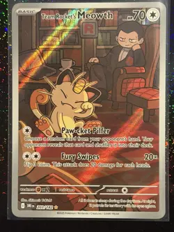 Pokemon TCG Destined Rivals Team Rockets Meowth Card 203/182 NM English - Image 1