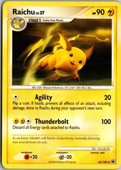 Raichu Uncommon Majestic Dawn 45/100 LP Pokemon Card - Image 1