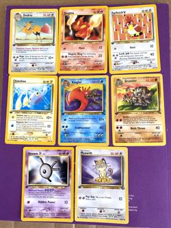 8 Card Vintage 1st Edition Pokemon Lot: Jungle, Fossil, Neo, Meowth, Unown, Etc. - Image 1