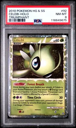 Pokemon Celebi 92/102 HGSS Triumphant Holo English PSA 8 NM-MT - Image 1