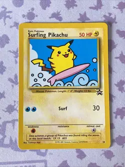 Surfing Pikachu # 28 Black Star Promo WOTC Rare Pokemon Card - Image 1