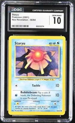 Pokemon 2001 Staryu Neo Revelation 56/64 CGC 10 - Image 1