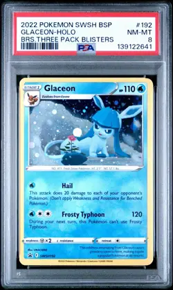Glaceon SWSH192 PSA 8 Holo Brilliant Stars 3-pack Blister Promo Pokemon Card 🔥 - Image 1