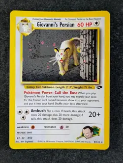2000 Pokemon GIOVANNI'S PERSIAN #8/132 Gym Challenge Unlimited Holo Rare ENG - Image 1