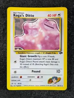 2000 Pokemon KOGA'S DITTO #10/132 Gym Challenge Unlimited Holo Rare English - Image 1