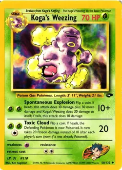 Pokemon TCG Koga's Weezing 50/132 Gym Challenge Uncommon Unlimited LP/MP - Image 1