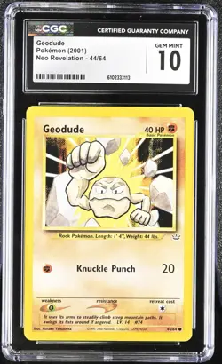 Pokemon 2001 Geodude Neo Revelation 44/64 CGC 10 - Image 1