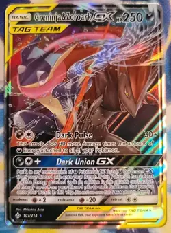Pokemon Greninja & Zoroark GX 107/214 Sm-Unbroken Bonds Holo Ultra Rare TAG TEAM - Image 1
