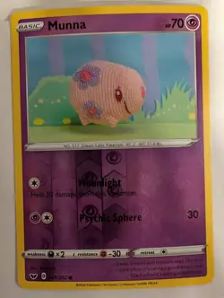 Munna 087/202 Sword & Shield Base Pokemon Reverse Holo Foil Nice! - Image 1