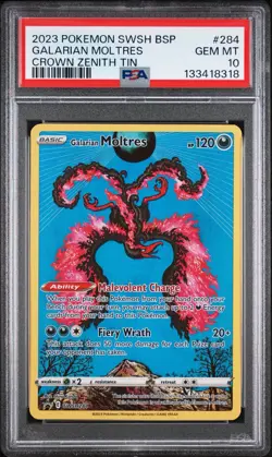 Galarian Moltres SWSH284 Black Star Promos Crown Zenith Holo Pokemon PSA 10 - Image 1