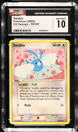 Pokemon 2005 Swablu EX Deoxys 79/107 CGC 10 - Image 1