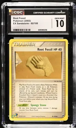 Pokemon 2003 Root Fossil EX Sandstorm 92/100 CGC 10 - Image 1