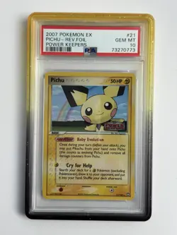2007 POWER POKEMON EX KEEPERS REVERSE FOIL PICHU PSA 10 - Image 1