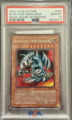 2002 PSA 10 YUGIOH MRL 1ST ED SECRET RARE BLUE EYES TOON DRAGON - Image 1