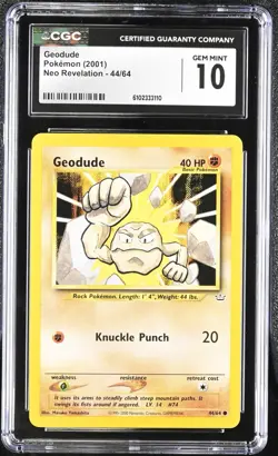 Pokemon 2001 Geodude Neo Revelation 44/64 CGC 10 - Image 1