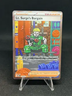 LT. SURGE'S BARGAIN Pokemon TCG 185/132 Me01 Trainer Holo Rare Supporter - Image 1