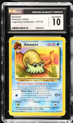 Pokemon 2002 Omanyte Legendary Collection 57/110 CGC 10 - Image 1