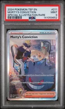 Morty's Conviction 211/162 Special Illustration Rare Pokemon PSA 9 - Image 1