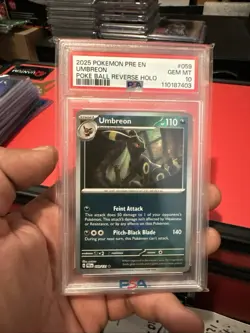Pokemon TCG Umbreon Poke Ball Reverse Holo Prismatic Evolutions PSA Gem Mint 10 - Image 1