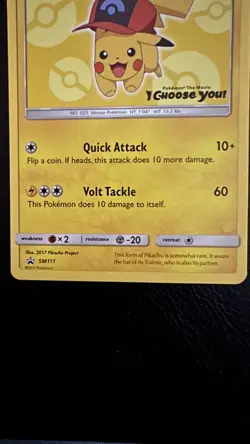 Ash’s Pikachu SM111 Pokemon Movie I Choose You Promo Holo Rare excellent Pokemon - Image 2