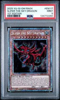 2025 YU-GI-OH! RA04-QUARTER CENTURY STAMPEDE 1ST ED SLIFER THE SKY DRAGON PSA 9 - Image 1