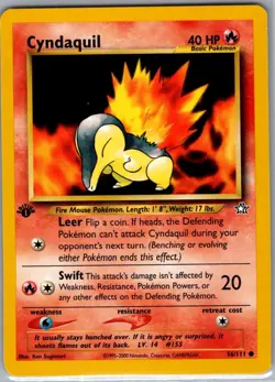 Cyndaquil 56/111 1st Edition Non Holo Neo Genesis - Pokemon Card - NM - Image 1